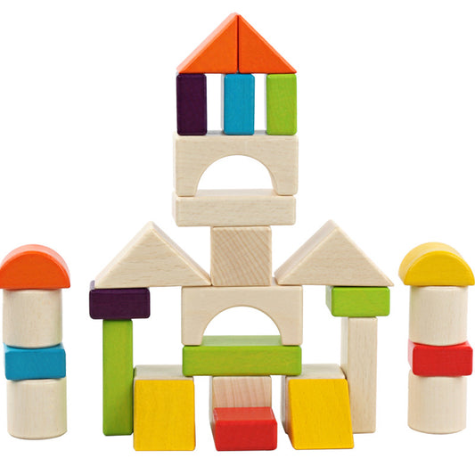 30-grain colored beech wooden building blocks