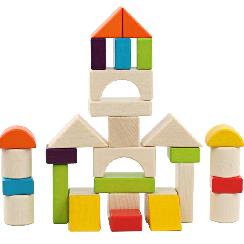 30-grain colored beech wooden building blocks
