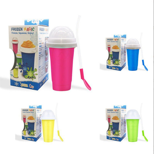 Smoothie cup double-layer  silicone pinch cup  summer thirst quenching ice cup