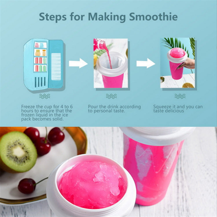Smoothie cup double-layer silicone pinch cup summer thirst quenching ice cup